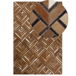 Dywan patchwork skórzany 160 x 230 cm brązowy TEKIR