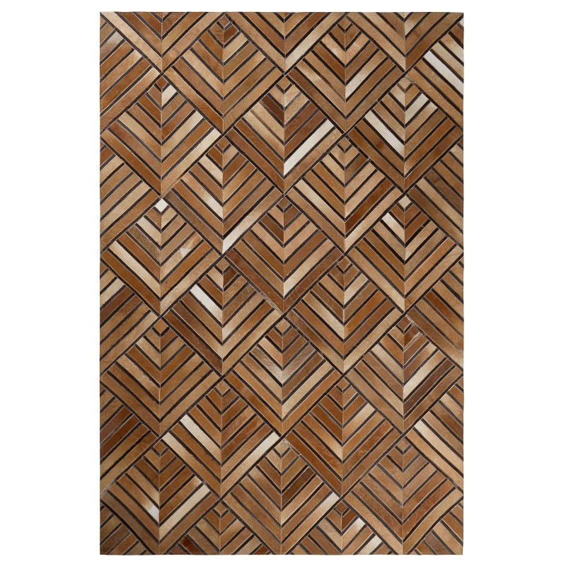 Dywan patchwork skórzany 160 x 230 cm brązowy TEKIR