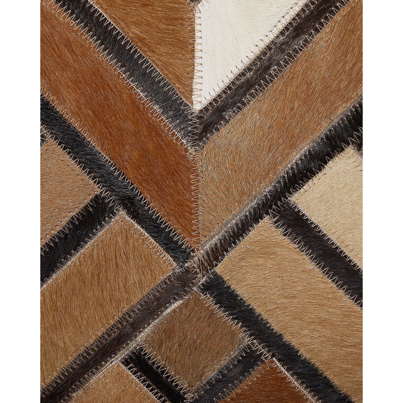 Dywan patchwork skórzany 160 x 230 cm brązowy TEKIR