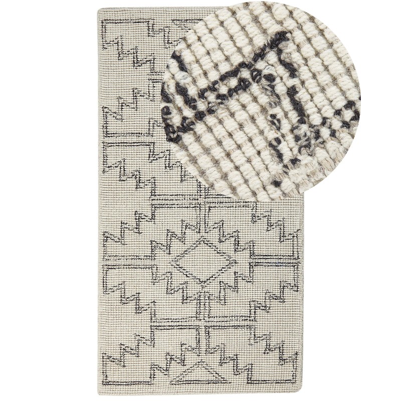 Dywan wełniany 80 x 150 cm beżowo-czarny URLA