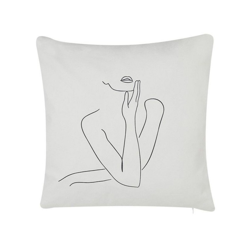 Zestaw 2 poduszek dekoracyjnych MEADOWFOAM Bawełna 45 x 45 cm Biały Wzór abstrakcyjny