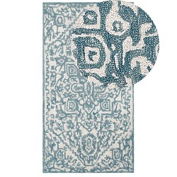 Dywan wełniany 80 x 150 cm biało-niebieski AHMETLI