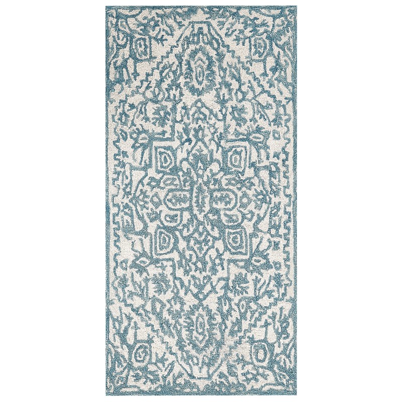 Dywan wełniany 80 x 150 cm biało-niebieski AHMETLI