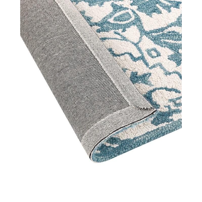 Dywan wełniany 80 x 150 cm biało-niebieski AHMETLI