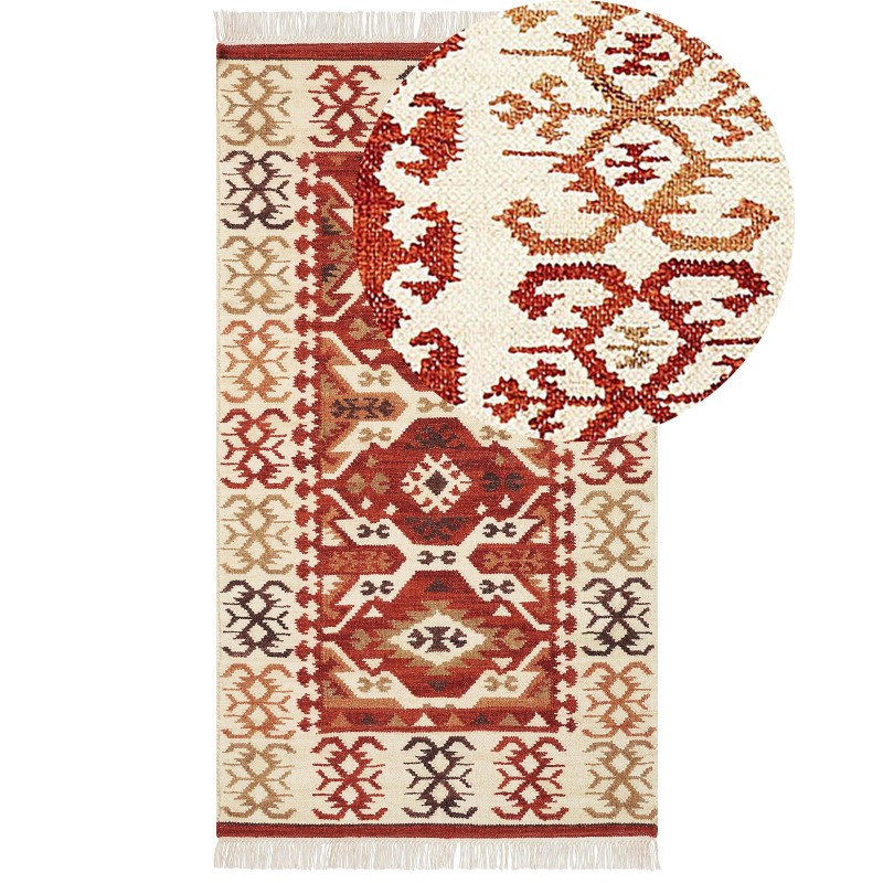 Dywan wełniany kilim 80 x 150 cm wielokolorowy VOSKEVAZ