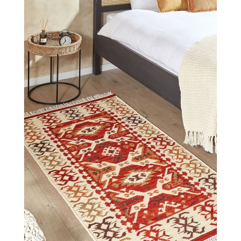 Dywan wełniany kilim 80 x 150 cm wielokolorowy VOSKEVAZ