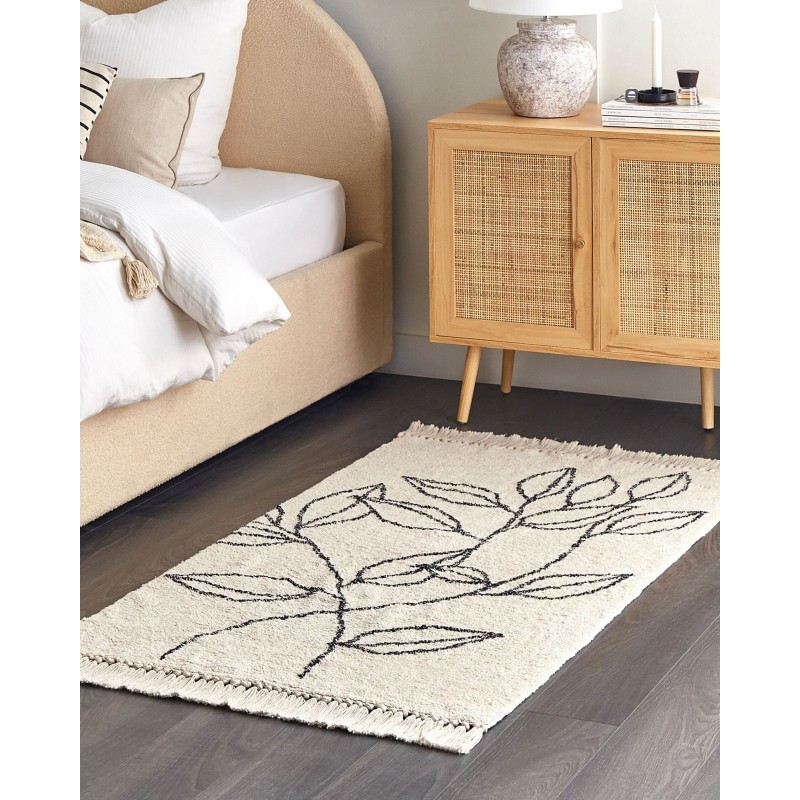 Dywan bawełniany 80 x 150 cm beżowo-czarny SAZLI