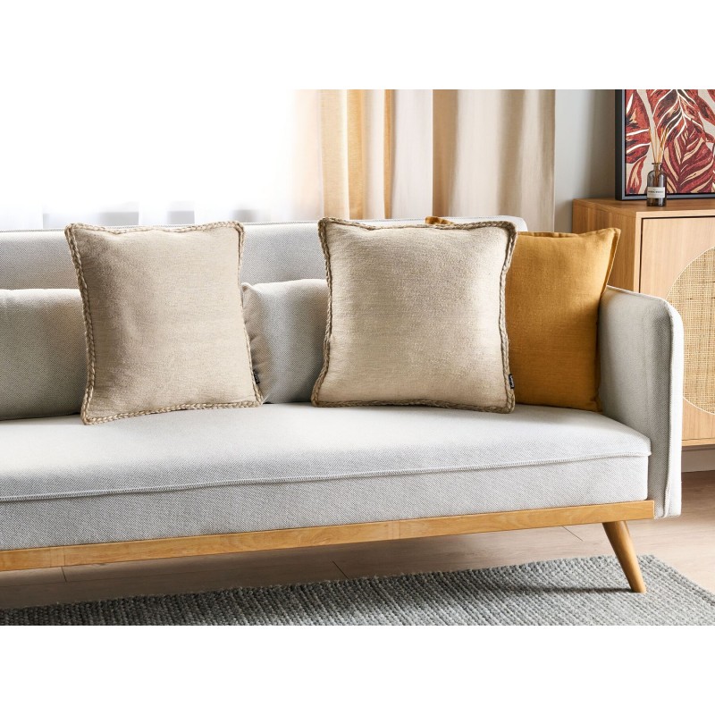 Zestaw 2 poduszek dekoracyjnych ELLIOTTIA Juta 45 x 45 cm Beżowy Jednolity