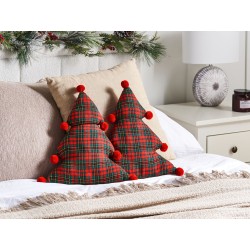 2 poduszki dekoracyjne choinki 35 x 30 cm zielono-czerwone TREAT