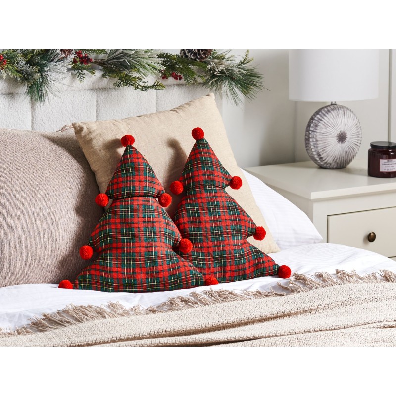 2 poduszki dekoracyjne choinki 35 x 30 cm zielono-czerwone TREAT