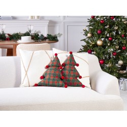2 poduszki dekoracyjne choinki 35 x 30 cm zielono-czerwone TREAT