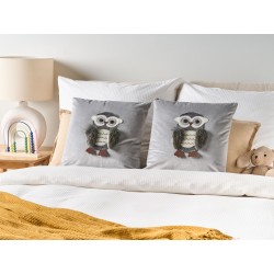 2 welurowe poduszki dla dzieci w sowy 45 x 45 cm szare OPHRYS