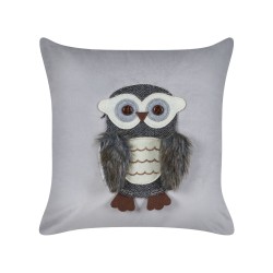 2 welurowe poduszki dla dzieci w sowy 45 x 45 cm szare OPHRYS