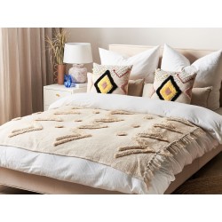 Koc FATEHPUR Bawełna 130 x 180 cm Beżowy