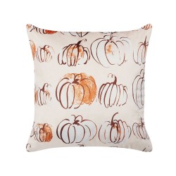 Poduszka dekoracyjna CUCURBITA Welur 45 x 45 cm Beżowy Wzór roślinny