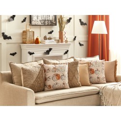 Poduszka dekoracyjna CUCURBITA Welur 45 x 45 cm Beżowy Wzór roślinny