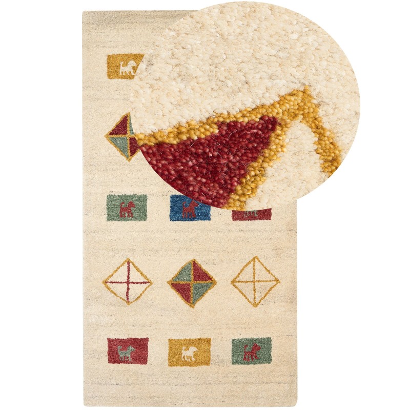 Dywan wełniany gabbeh 80 x 150 cm beżowy MISINLI