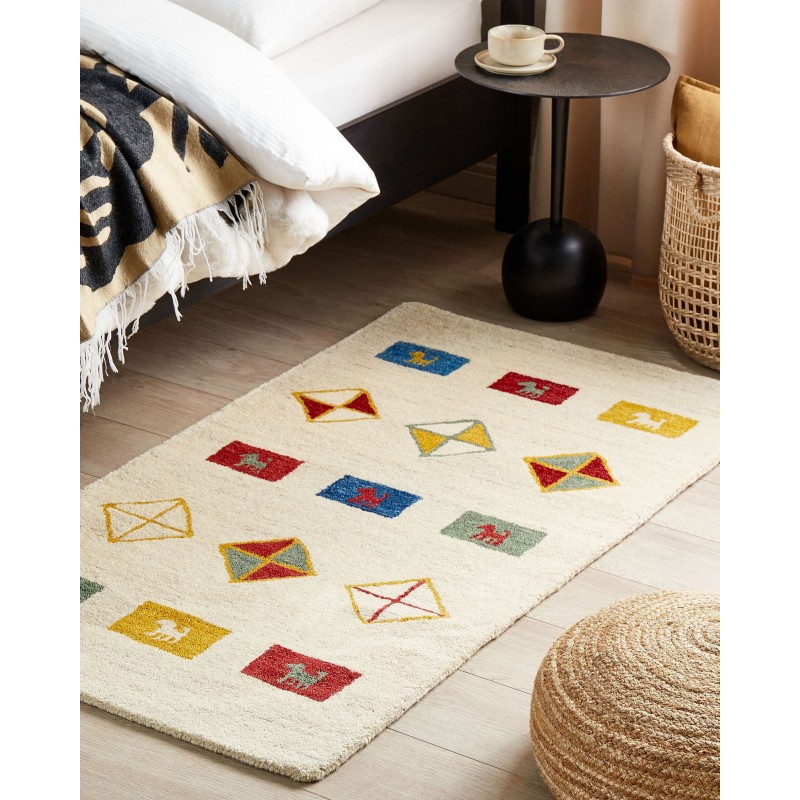 Dywan wełniany gabbeh 80 x 150 cm beżowy MISINLI