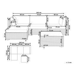 Narożnik ogrodowy ze stolikiem dla 4 osób SANO Prawostronny Modułowy Technorattan Biały