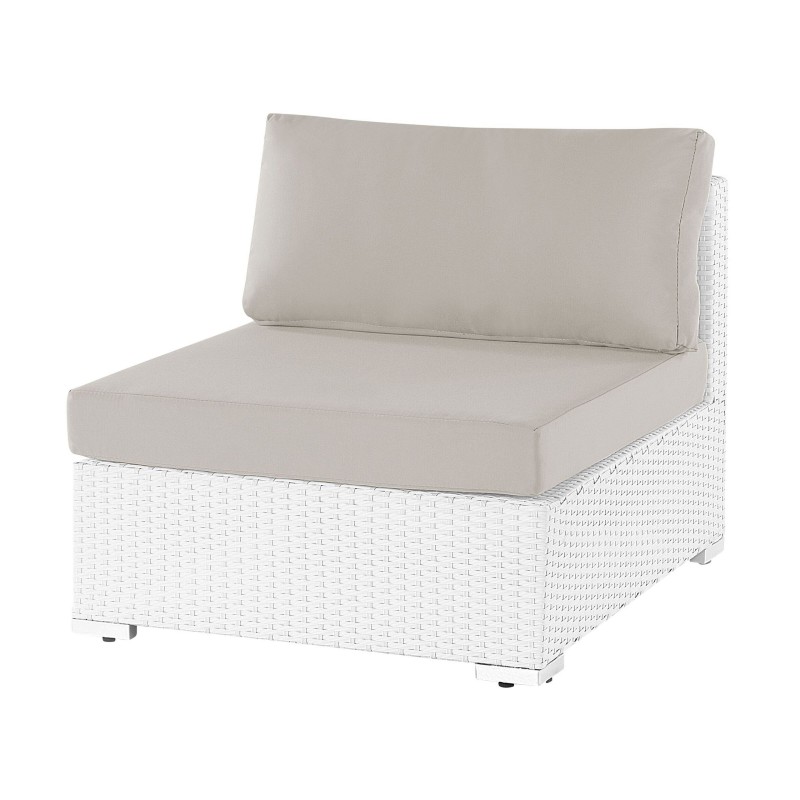 Narożnik ogrodowy ze stolikiem dla 4 osób SANO Prawostronny Modułowy Technorattan Biały