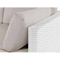 Narożnik ogrodowy ze stolikiem dla 4 osób SANO Prawostronny Modułowy Technorattan Biały