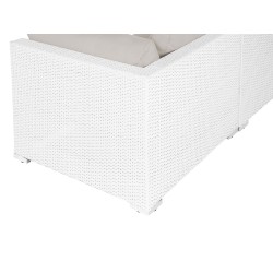 Narożnik ogrodowy ze stolikiem dla 4 osób SANO Prawostronny Modułowy Technorattan Biały