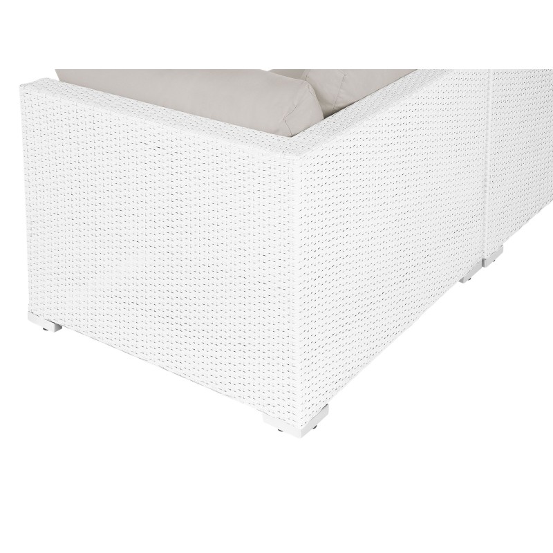 Narożnik ogrodowy ze stolikiem dla 4 osób SANO Prawostronny Modułowy Technorattan Biały