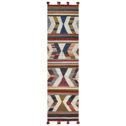 Dywan wełniany kilim 80 x 300 cm wielokolorowy MRGASHAT