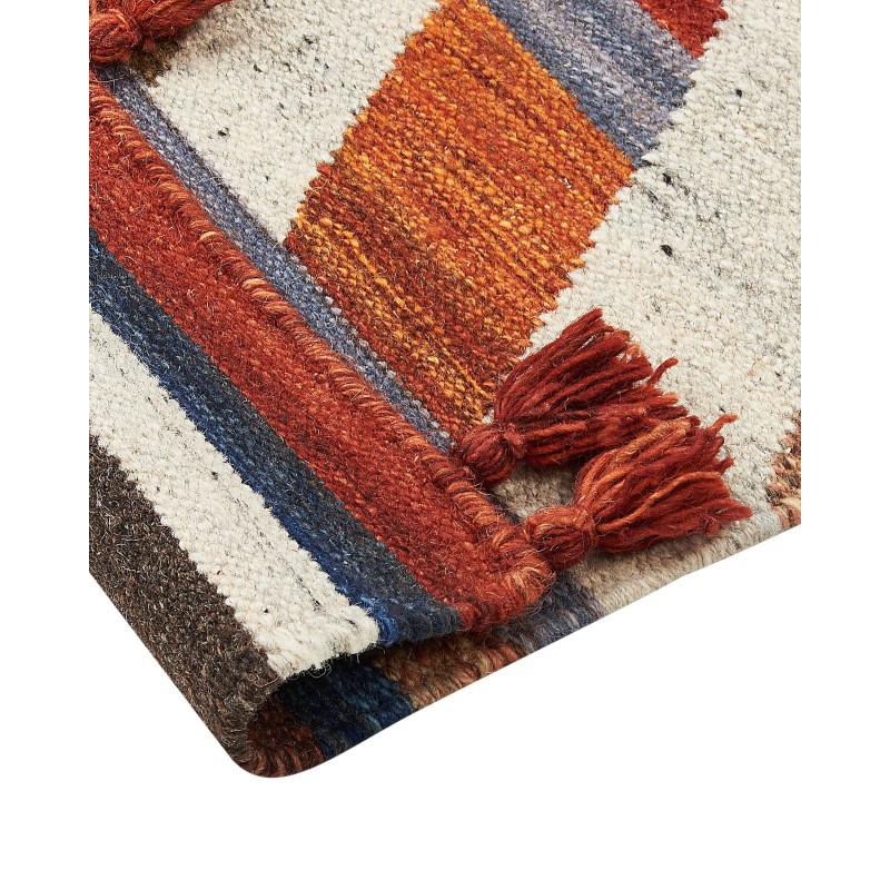 Dywan wełniany kilim 80 x 300 cm wielokolorowy MRGASHAT