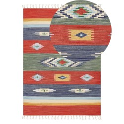 Dywan bawełniany kilim 140 x 200 cm wielokolorowy KAMARIS