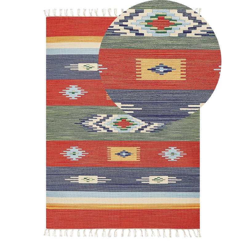 Dywan bawełniany kilim 140 x 200 cm wielokolorowy KAMARIS