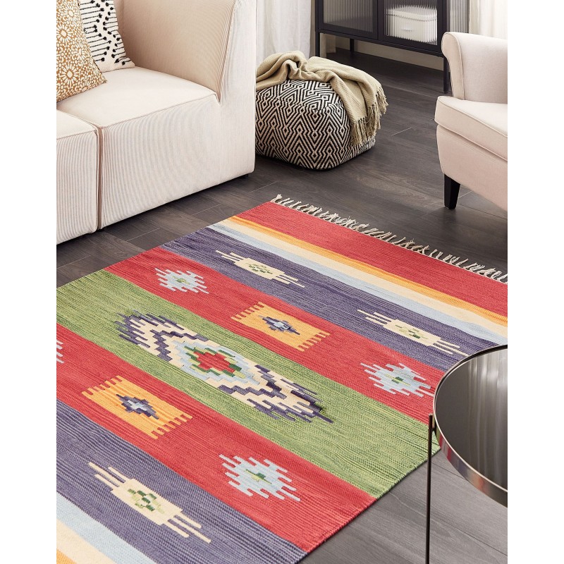 Dywan bawełniany kilim 140 x 200 cm wielokolorowy KAMARIS