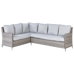 Zestaw ogrodowy ze stolikiem i otomaną dla 9 osób LACONA Prawostronny Technorattan Jasnoszary
