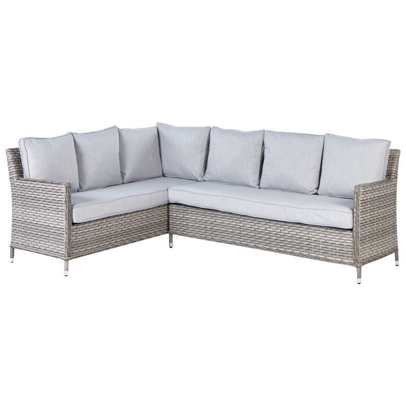 Zestaw ogrodowy ze stolikiem i otomaną dla 9 osób LACONA Prawostronny Technorattan Jasnoszary