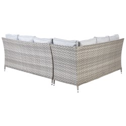 Zestaw ogrodowy ze stolikiem i otomaną dla 9 osób LACONA Prawostronny Technorattan Jasnoszary