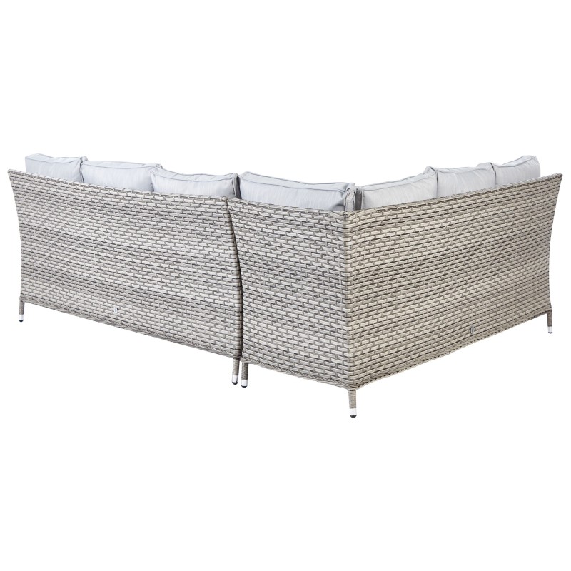 Zestaw ogrodowy ze stolikiem i otomaną dla 9 osób LACONA Prawostronny Technorattan Jasnoszary