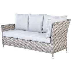 Zestaw ogrodowy ze stolikiem i otomaną dla 9 osób LACONA Prawostronny Technorattan Jasnoszary