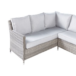 Zestaw ogrodowy ze stolikiem i otomaną dla 9 osób LACONA Prawostronny Technorattan Jasnoszary