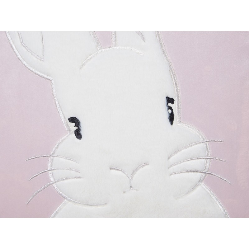 2 welurowe poduszki dekoracyjne haftowane w królika 45 x 45 cm różowe IBERIS