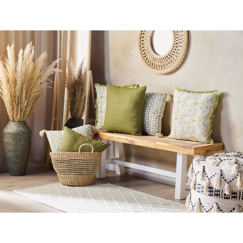 Poduszka dekoracyjna FILIX Bawełna 45 x 45 cm Zielony Wzór kwiatowy