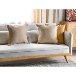 Zestaw 2 poduszek dekoracyjnych ERIGERON Juta 45 x 45 cm Beżowy Jednolity