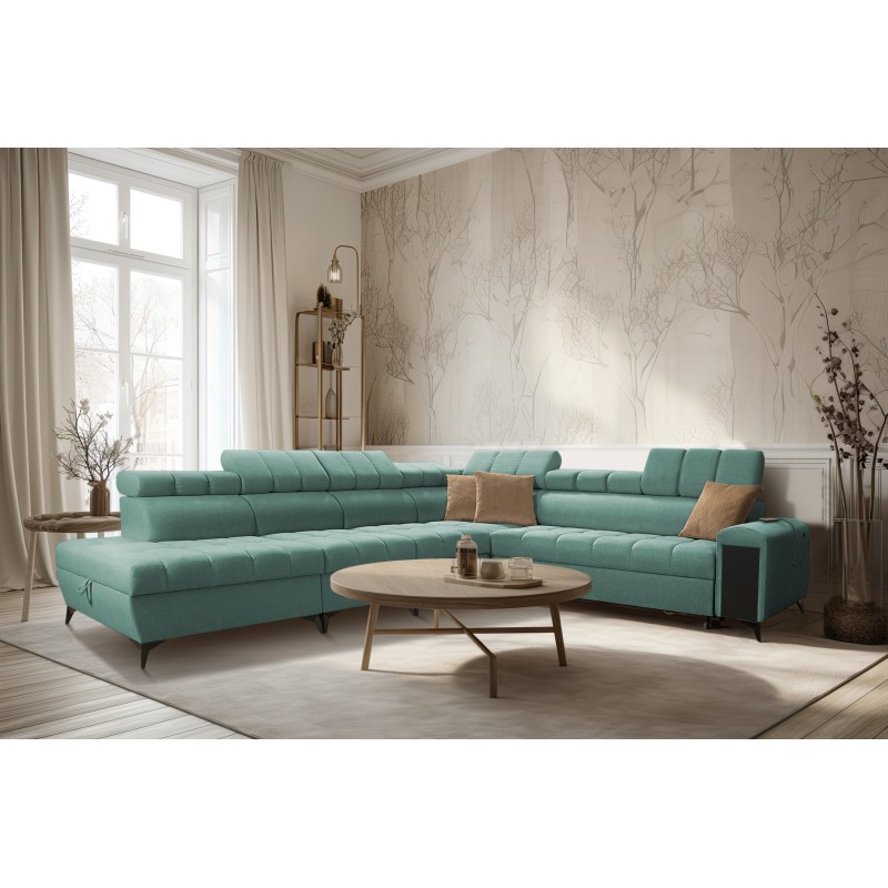 Venna XII corner sofa with a sleeping function and USB port - elegance and functionality in one!