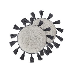 2 bawełniane poduszki dekoracyjne z frędzlami ⌀ 40 cm złamana biel THISTLE