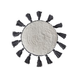 2 bawełniane poduszki dekoracyjne z frędzlami ⌀ 40 cm złamana biel THISTLE