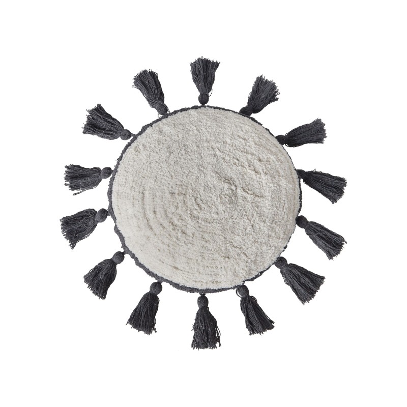 2 bawełniane poduszki dekoracyjne z frędzlami ⌀ 40 cm złamana biel THISTLE