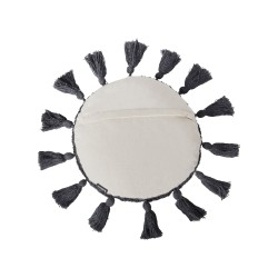 2 bawełniane poduszki dekoracyjne z frędzlami ⌀ 40 cm złamana biel THISTLE