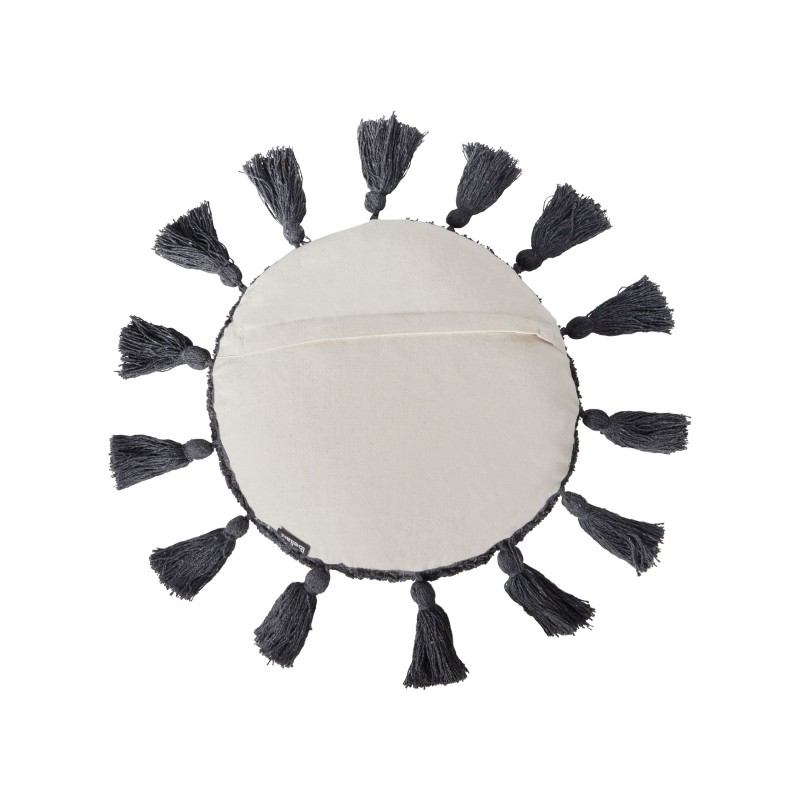 2 bawełniane poduszki dekoracyjne z frędzlami ⌀ 40 cm złamana biel THISTLE