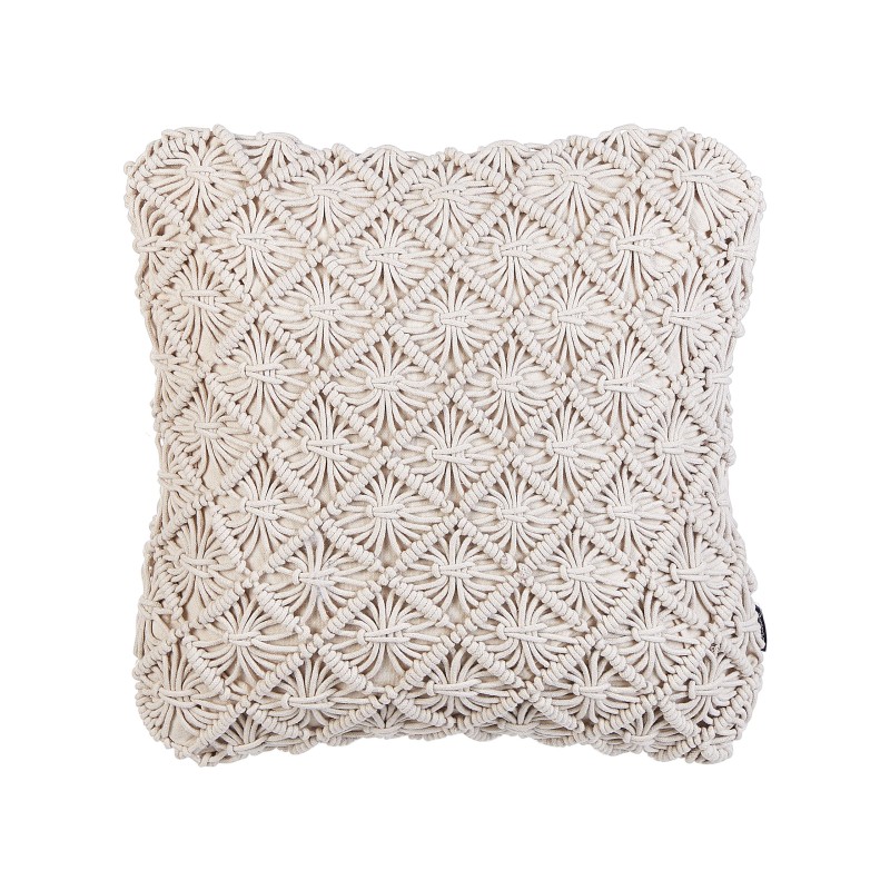 Zestaw 2 poduszek dekoracyjnych KIZKALESI Bawełna 45 x 45 cm Jasnobeżowy Wzór geometryczny