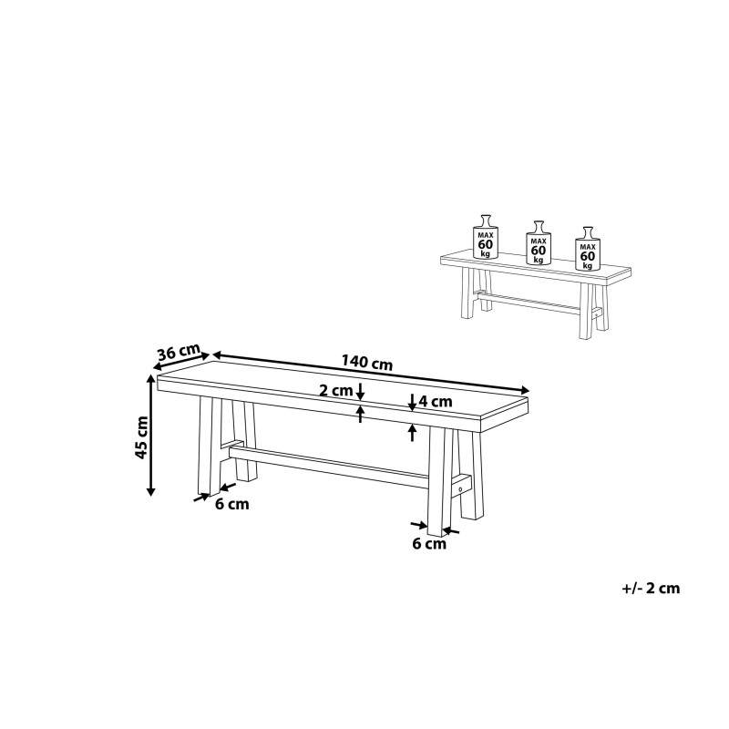 Ławka ogrodowa SCANIA 140 cm Drewno akacjowe Czarny