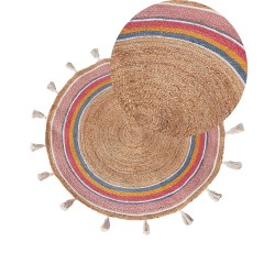 Dywan okrągły z juty ⌀ 120 cm wielokolorowy ZANAVI